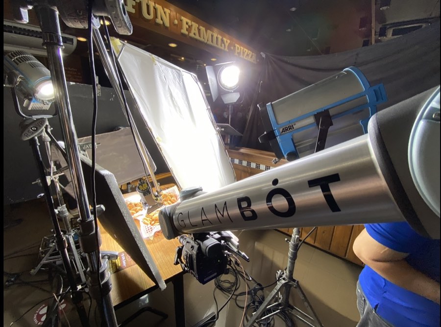 Behind the scenes of the GlamBot arm on a Shakey's Philippines TVC set